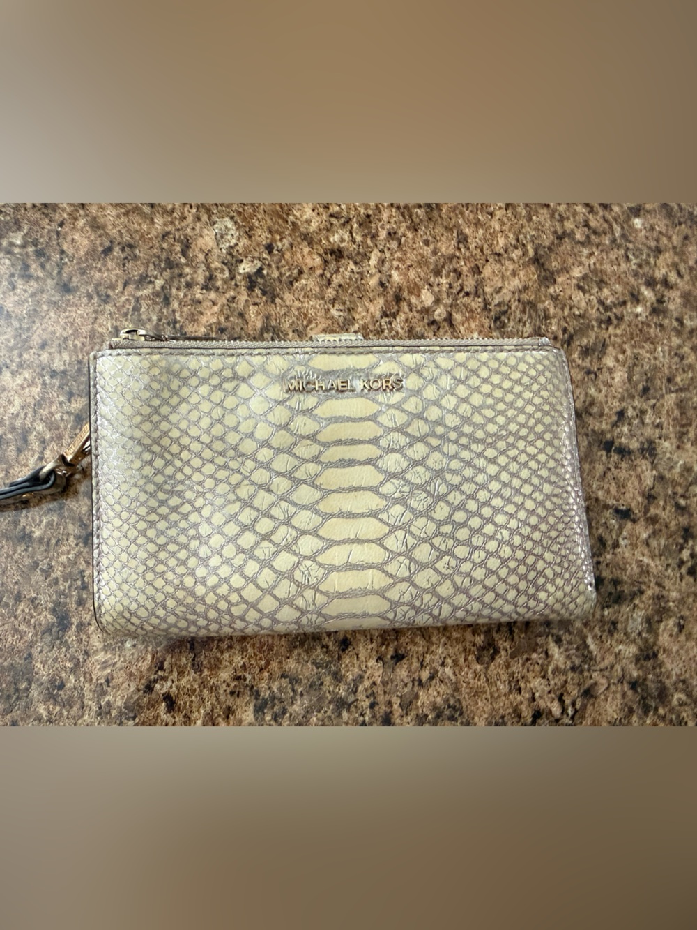 Michael Kors Gold-Tone Snake Embossed Wristlet Wallet